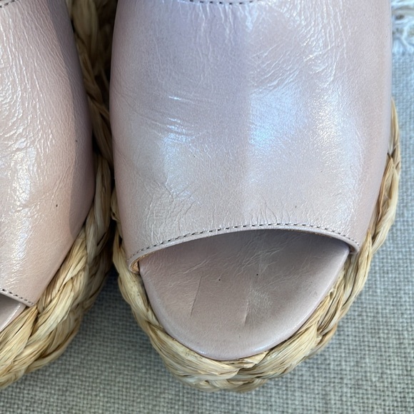 Anthropologie NWT Paloma Barcelo Nude leather Wedge Rafia Espadrille super Chic - Picture 16 of 16